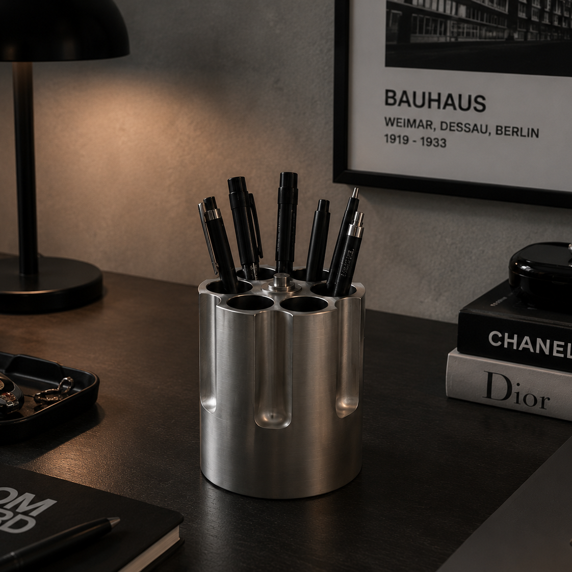 Revolver Cylinder Pen Holder | Aluminum Desk Organizer