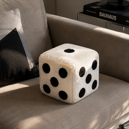 Plush Dice Cushion | Soft Decorative Throw Pillow - 20x20 cm