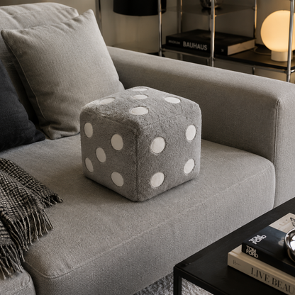 Plush Dice Cushion | Soft Decorative Throw Pillow - 20x20 cm