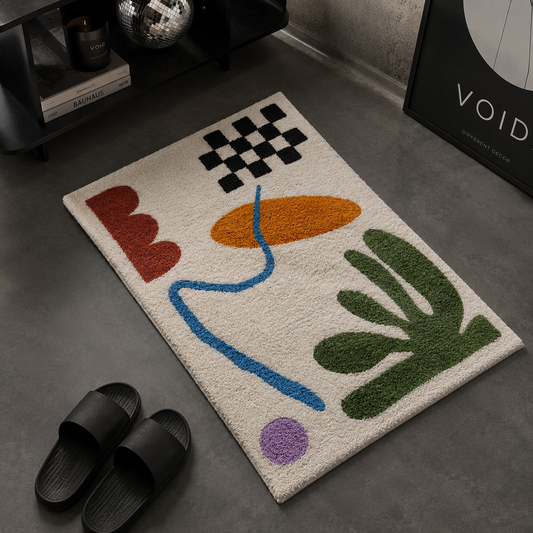 Nordic Wavy Floral Bath Rug | Soft & Non-Slip Decor Mat