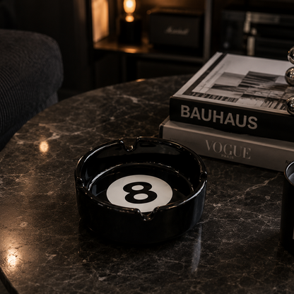 8 Ball Ceramic Ashtray | Modern Decorative Accent