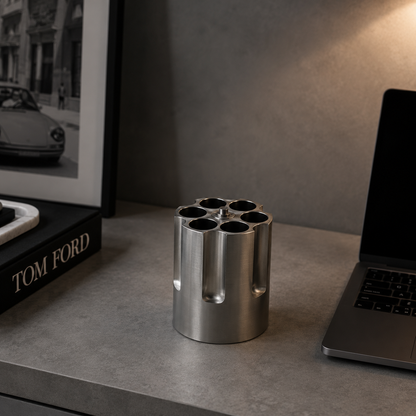 Revolver Cylinder Pen Holder | Aluminum Desk Organizer