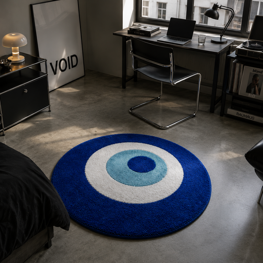 Evil Eye Tufted Rug | Plush Minimalist Statement Carpet