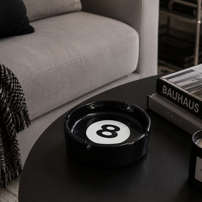 8 Ball Ceramic Ashtray | Modern Decorative Accent