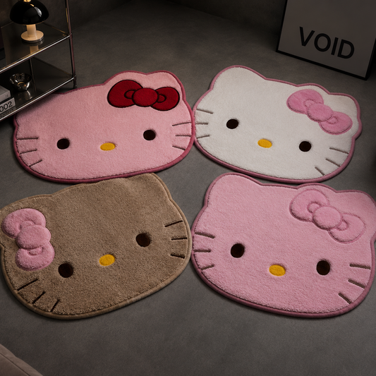 Hello Kitty Plush Rug | Soft Kawaii Bedroom Carpet