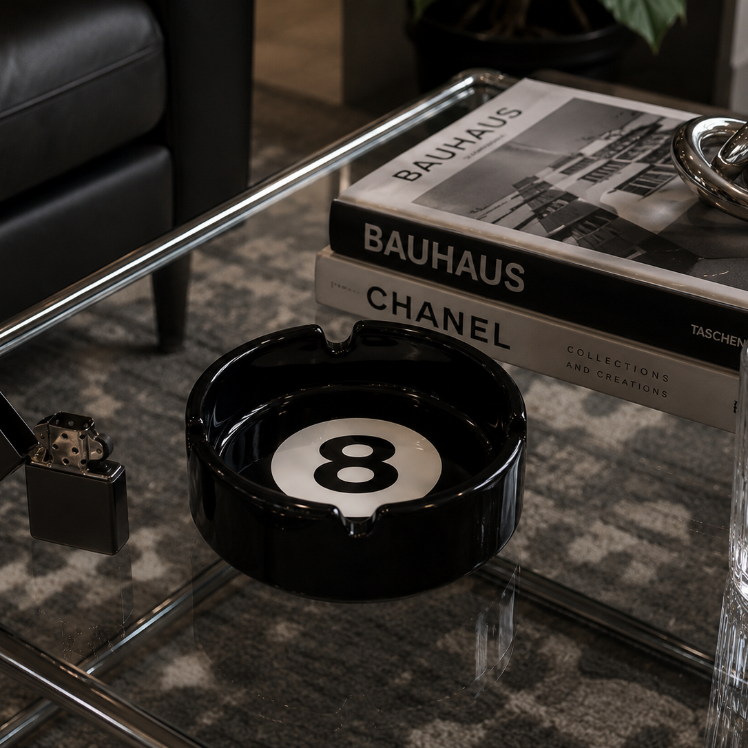 8 Ball Ceramic Ashtray | Modern Decorative Accent