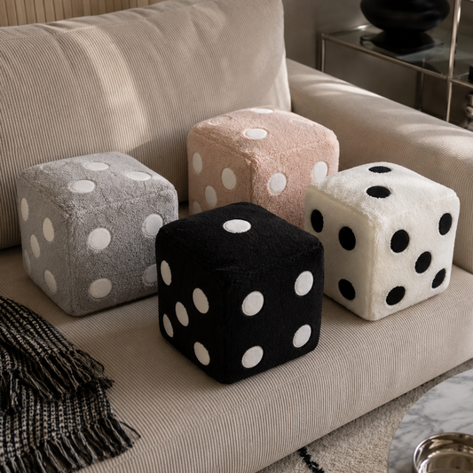 Plush Dice Cushion | Soft Decorative Throw Pillow - 20x20 cm