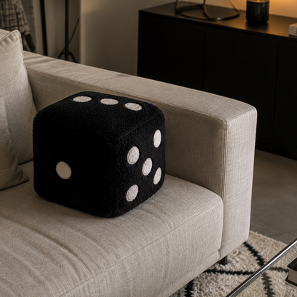 Plush Dice Cushion | Soft Decorative Throw Pillow - 20x20 cm