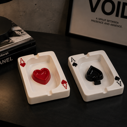 Playing Card Red Heart - Ashtray Art Ceramic