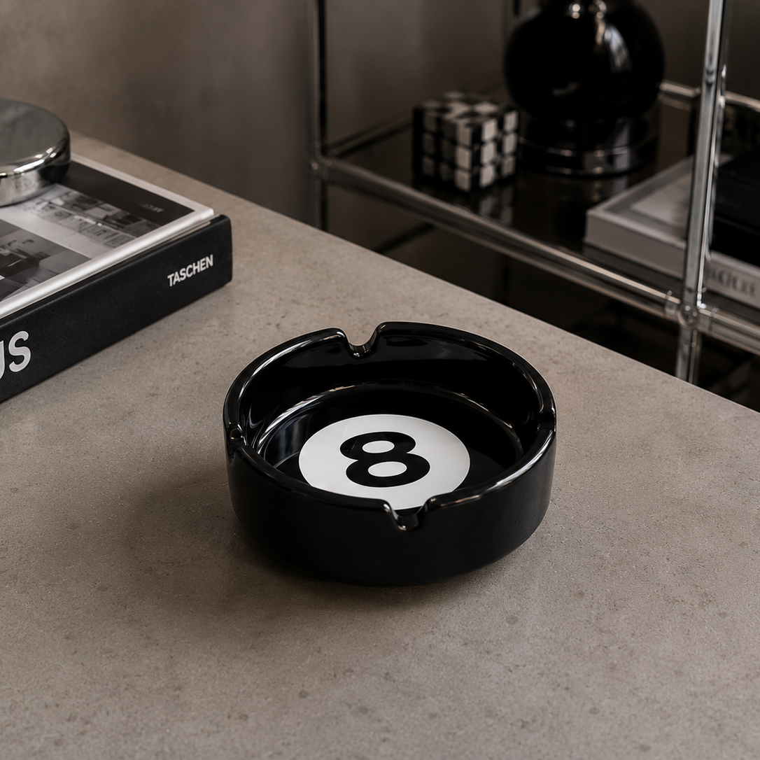 8 Ball Ceramic Ashtray | Modern Decorative Accent