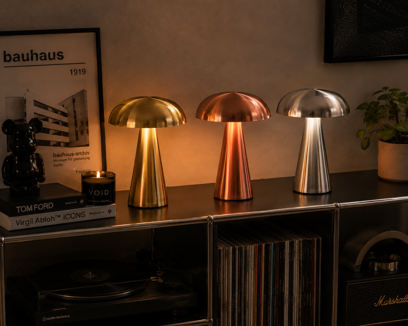 Rechargeable Bauhaus Mushroom Table Lamp | Touch Ambient Light