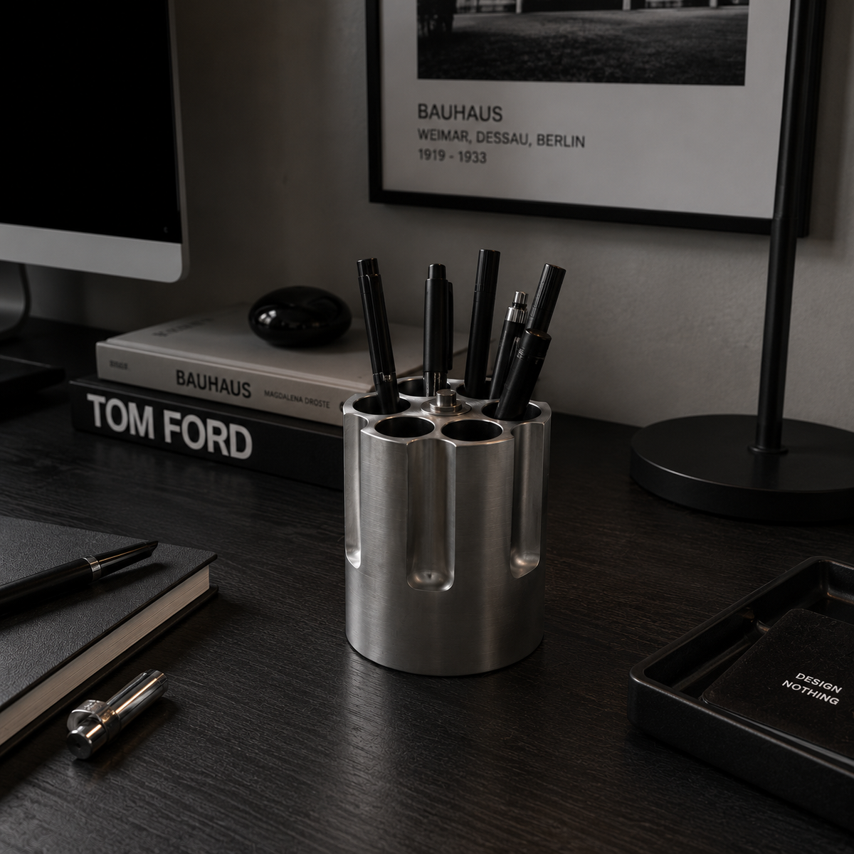 Revolver Cylinder Pen Holder | Aluminum Desk Organizer