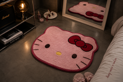 Hello Kitty Plush Rug | Soft Kawaii Bedroom Carpet